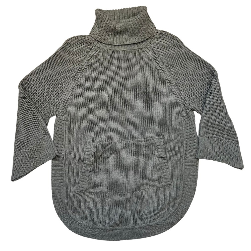 UGG Women's Gray Knit Turtleneck Sweater Size Small 100% Cotton Kangaroo Pocket